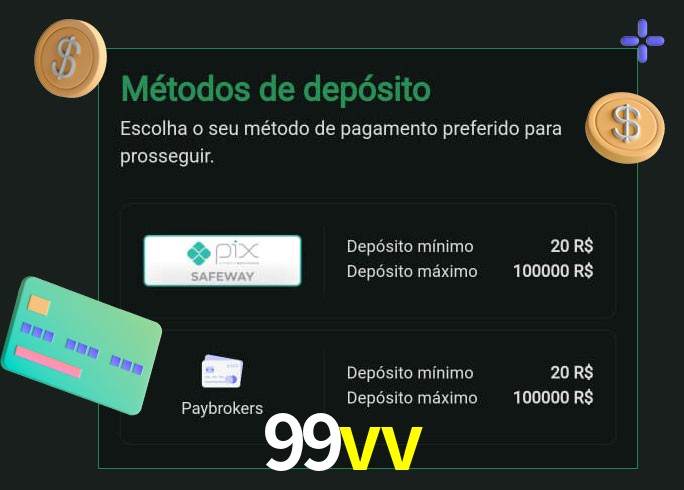 O cassino 99vv oferece uma grande variedade de métodos de pagamento